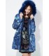 Cotton coat with embroidered flowers fur hood brand 101 idees 3808W