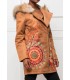 Long coat in suede hood with raccoon fur print ethnic brand 101 idees