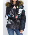 coat short quilted print floral fur hood brand 101 idees 1816Z