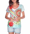 camiseta top encaje verano floral etnica talla grande 101 idées 454YL