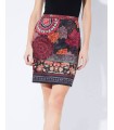Mini skirt suede print floral ethnic 101 idées 3131Z