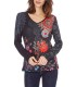buy now T-shirt top winter floral ethnic 101 idées 0464Z clothes for